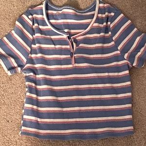 Striped Crop Short Sleeve Tee